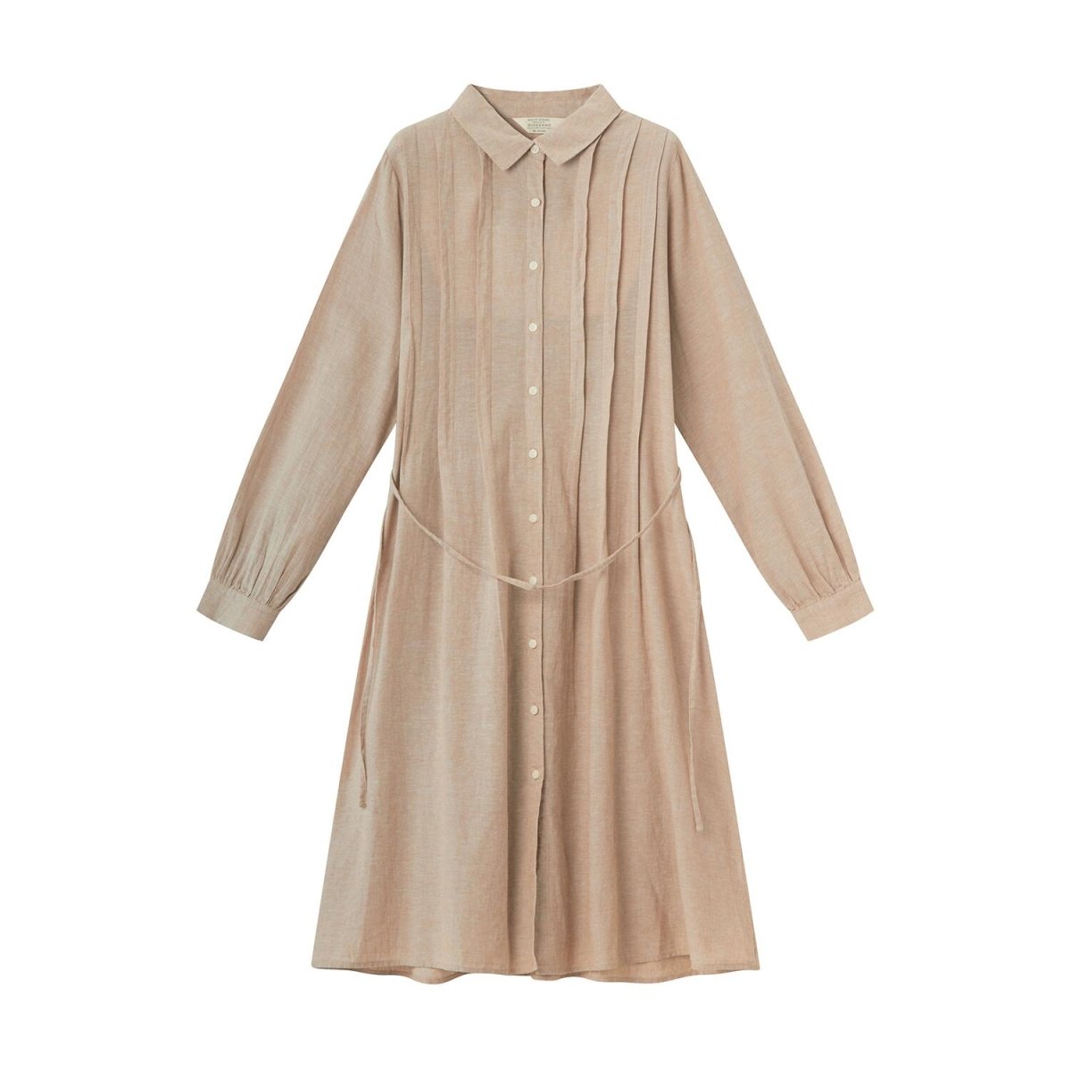 Women Linen - Cotton Poplin Belted Shirt Dress - Comfort Fit - Giordano