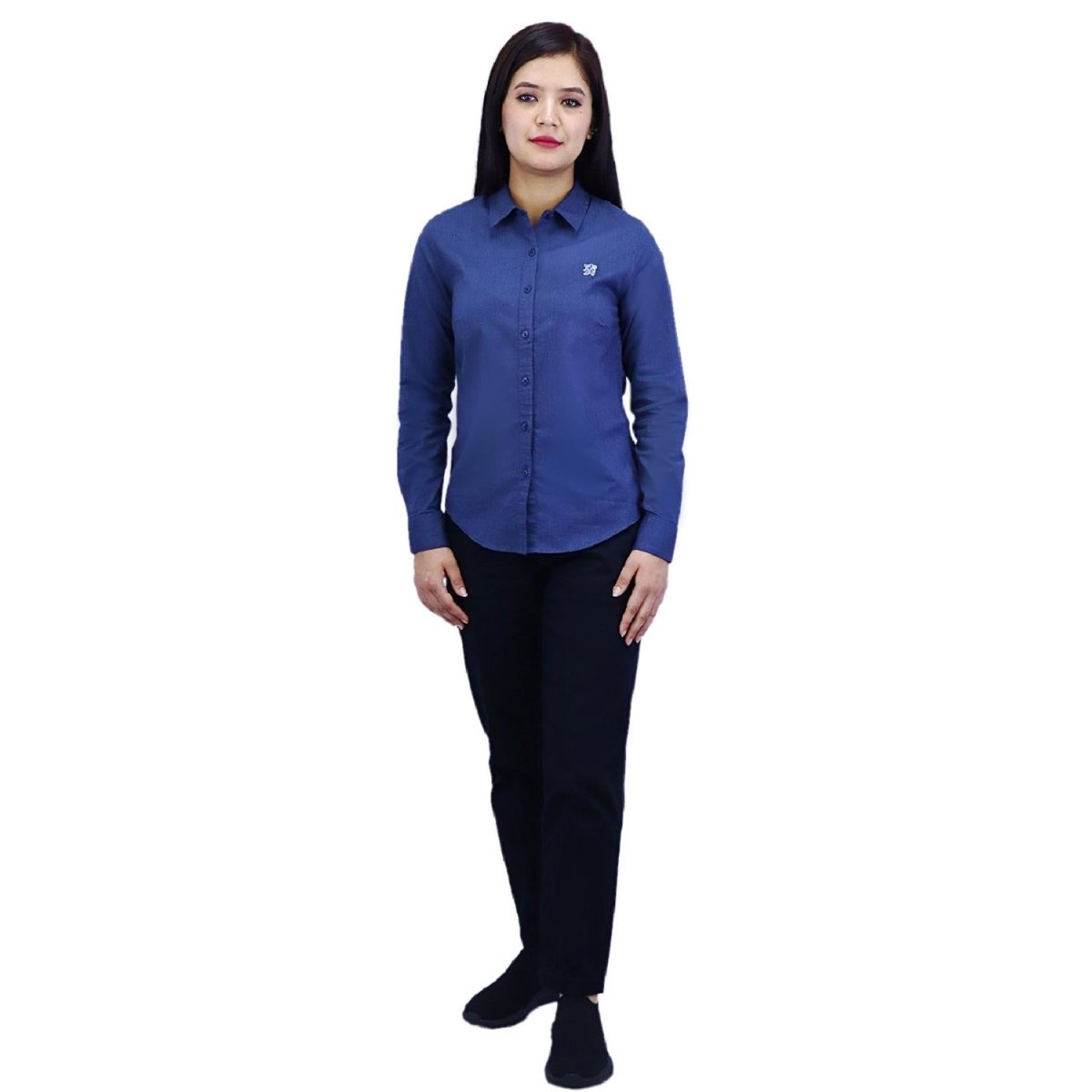 Giordano Women Oxford Shirt With Small Lion Embroidery - Premium Shirts