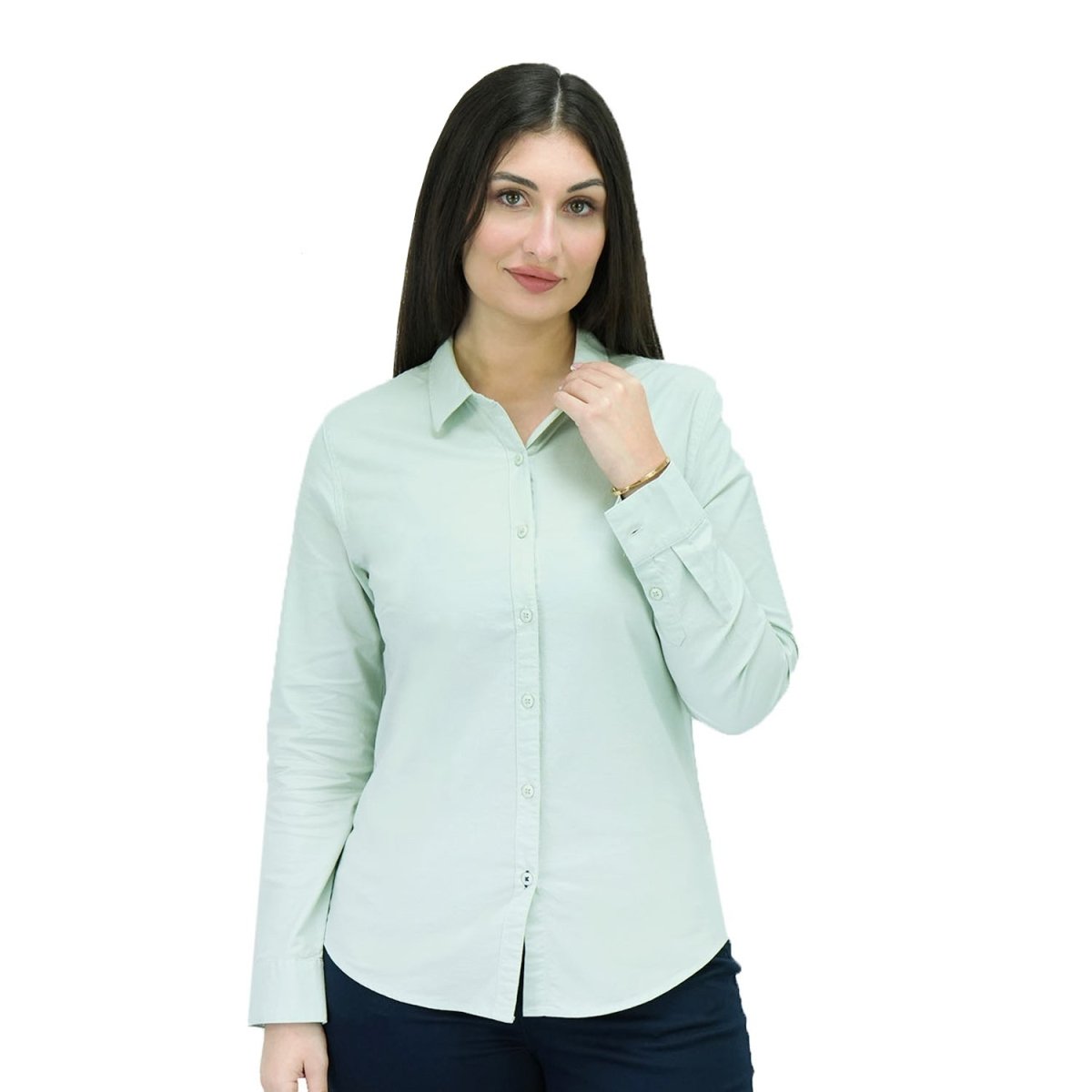 Women Oxford Shirt With Small Lion Embroidery - Giordano