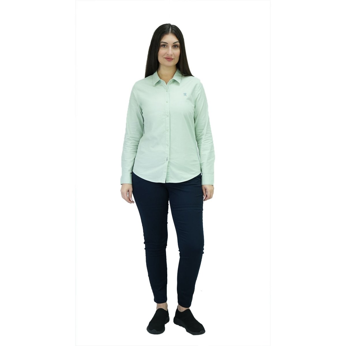 Women Oxford Shirt With Small Lion Embroidery - Giordano