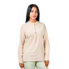 Women Premium Linen - Cotton Poplin Shirt Stand Collar, Garment Washed S - Shop Giordano
