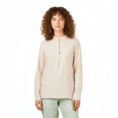 Giordano Women Premium Linen - Cotton Poplin Shirt Stand Collar, Garment Washed - first_variant_option_2 Premium Shirts for Giordano