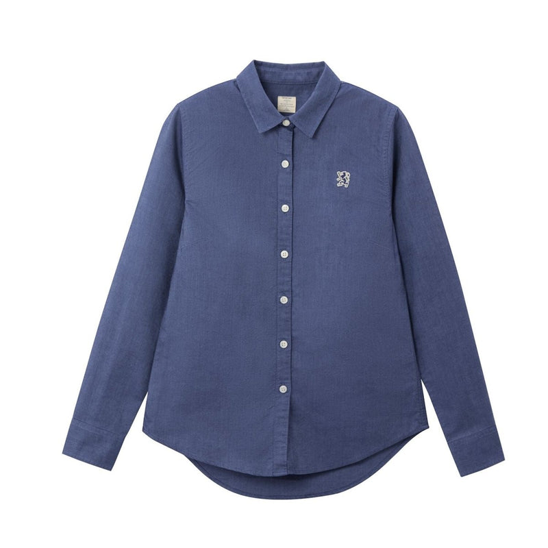 Women Slim Fit Cotton Oxford Shirt | Acute Collar With Embroidery S - Shop Giordano