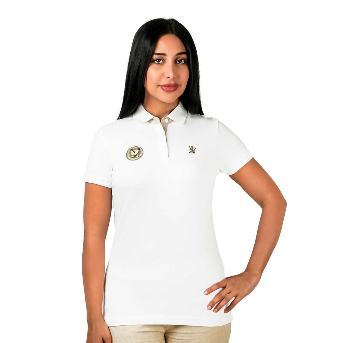 Women's Bold Embroidery Cotton Pique Polo - Slim Fit, Short Sleeve - Giordano