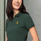 Women's Bold Embroidery Cotton Pique Polo - Slim Fit, Short Sleeve S - Shop Giordano
