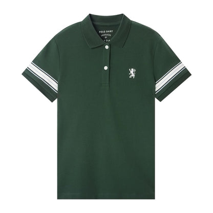 Women's Bold Embroidery Cotton Pique Polo - Slim Fit, Short Sleeve - Giordano