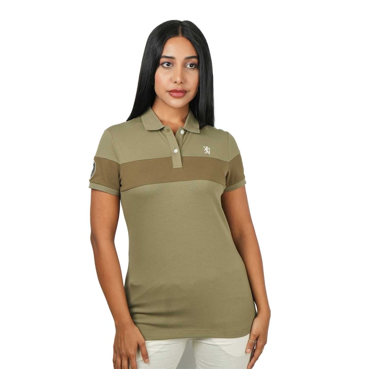 Women's Bold Embroidery Cotton Pique Polo - Slim Fit, Short Sleeve - Giordano