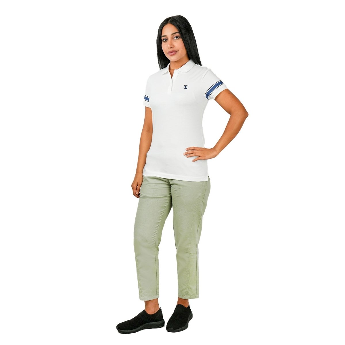 Women's Bold Embroidery Cotton Pique Polo - Slim Fit, Short Sleeve - Giordano