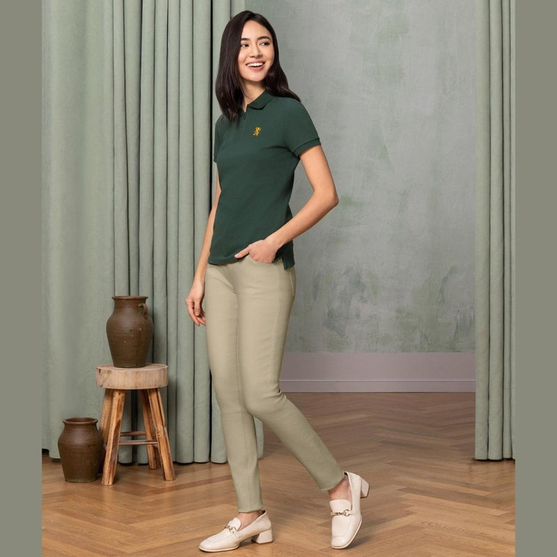 Women's Bold Embroidery Cotton Pique Polo - Slim Fit, Short Sleeve S - Shop Giordano