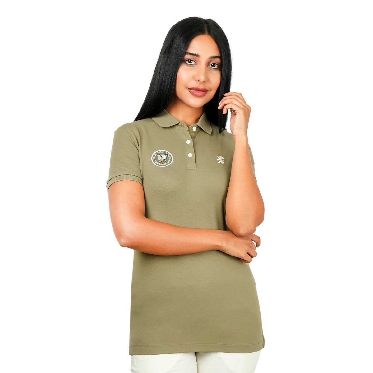 Women's Bold Embroidery Cotton Pique Polo - Slim Fit, Short Sleeve - Giordano