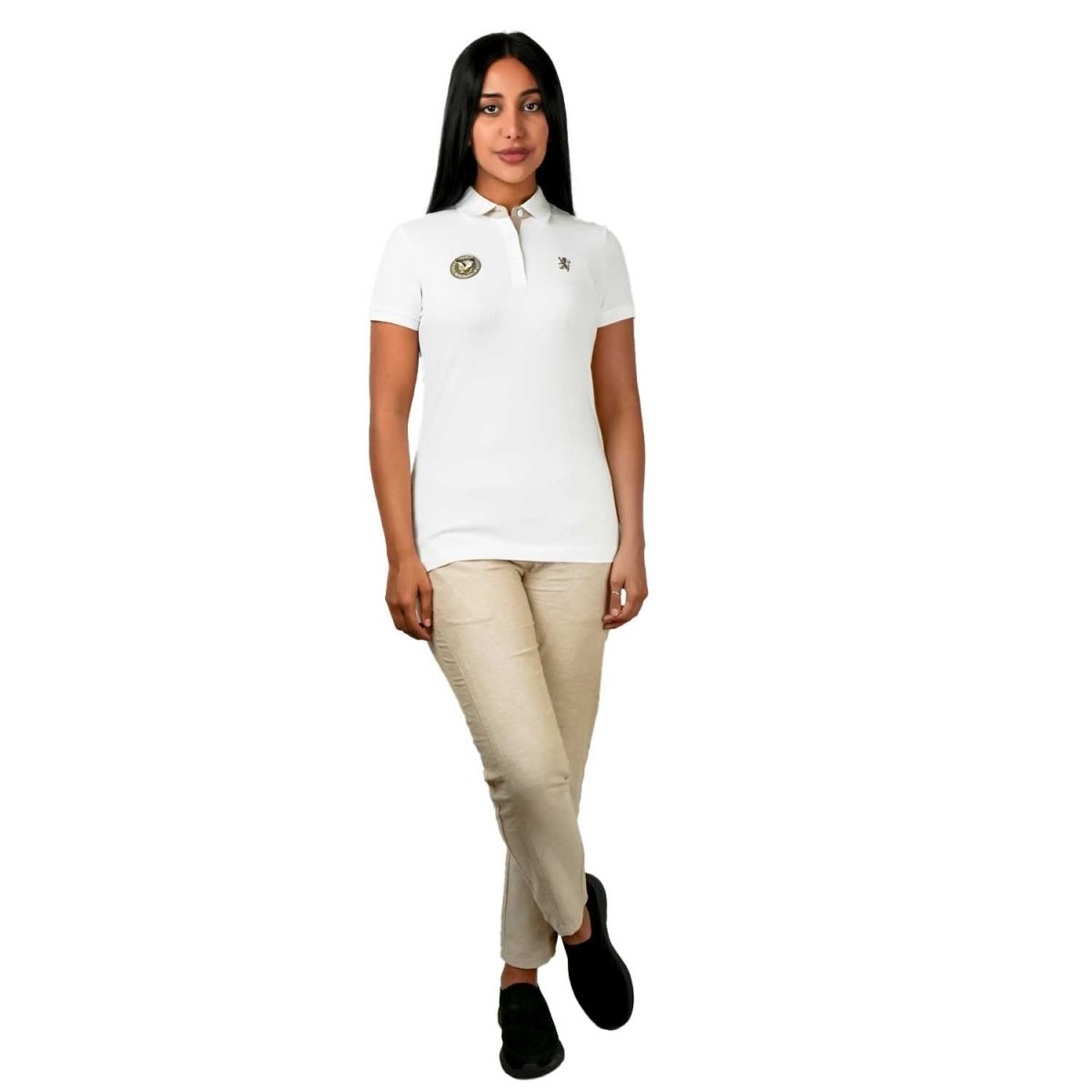 Women's Bold Embroidery Cotton Pique Polo - Slim Fit, Short Sleeve S - Shop Giordano