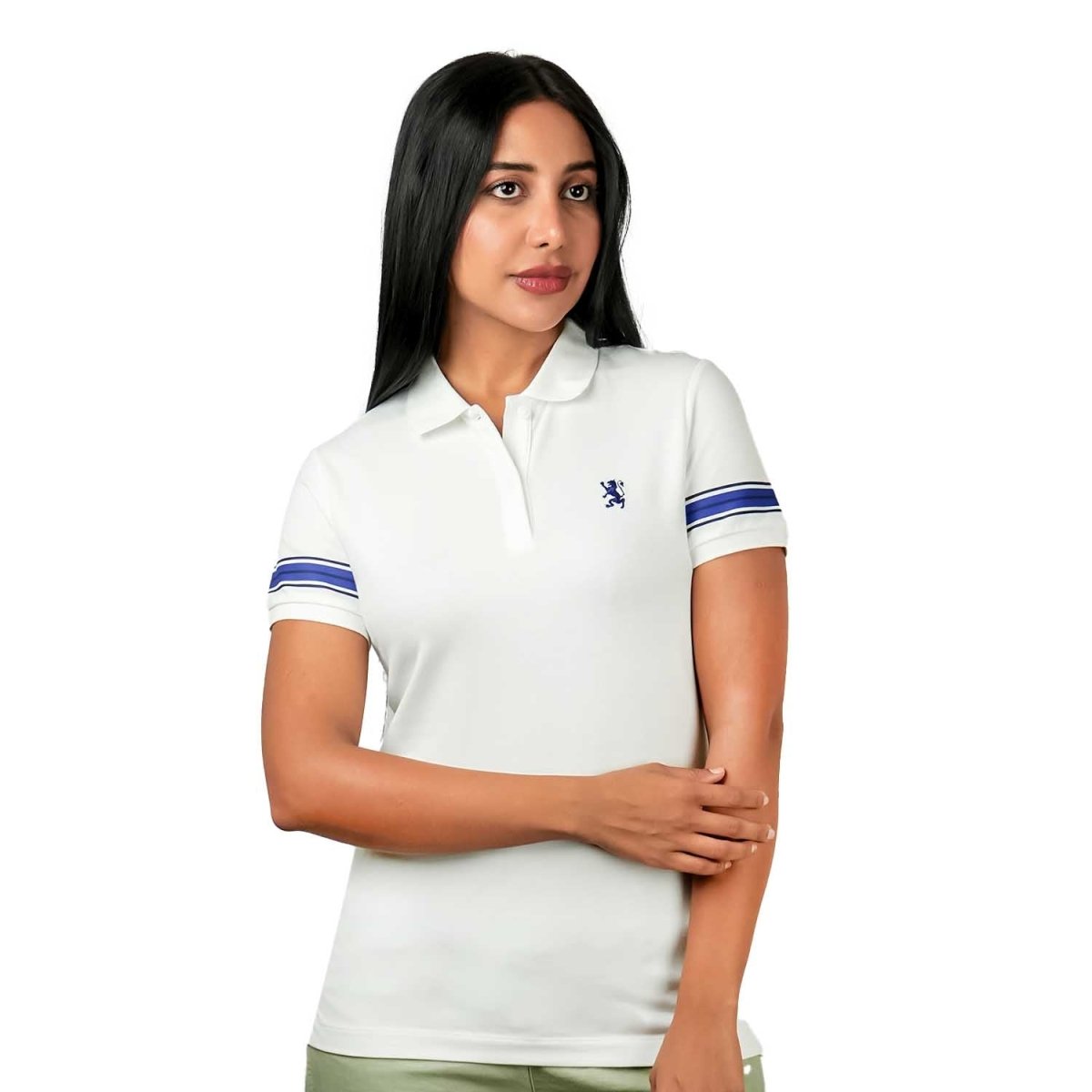 Women's Bold Embroidery Cotton Pique Polo - Slim Fit, Short Sleeve - Giordano