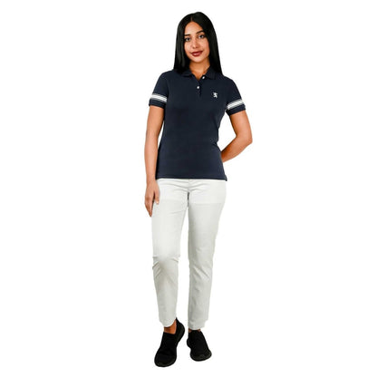 Women's Bold Embroidery Cotton Pique Polo - Slim Fit, Short Sleeve - Giordano
