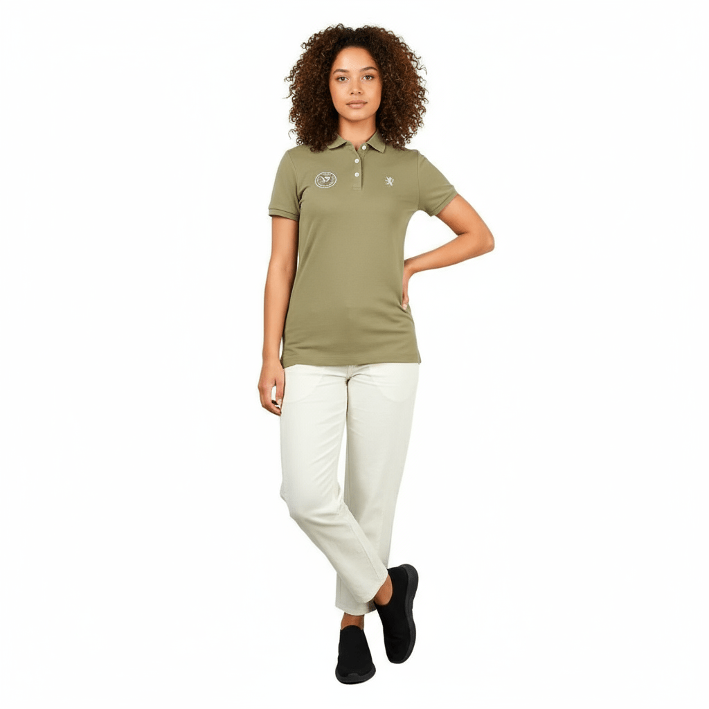 Women's Bold Embroidery Cotton Pique Polo - Slim Fit, Short Sleeve S - Shop Giordano