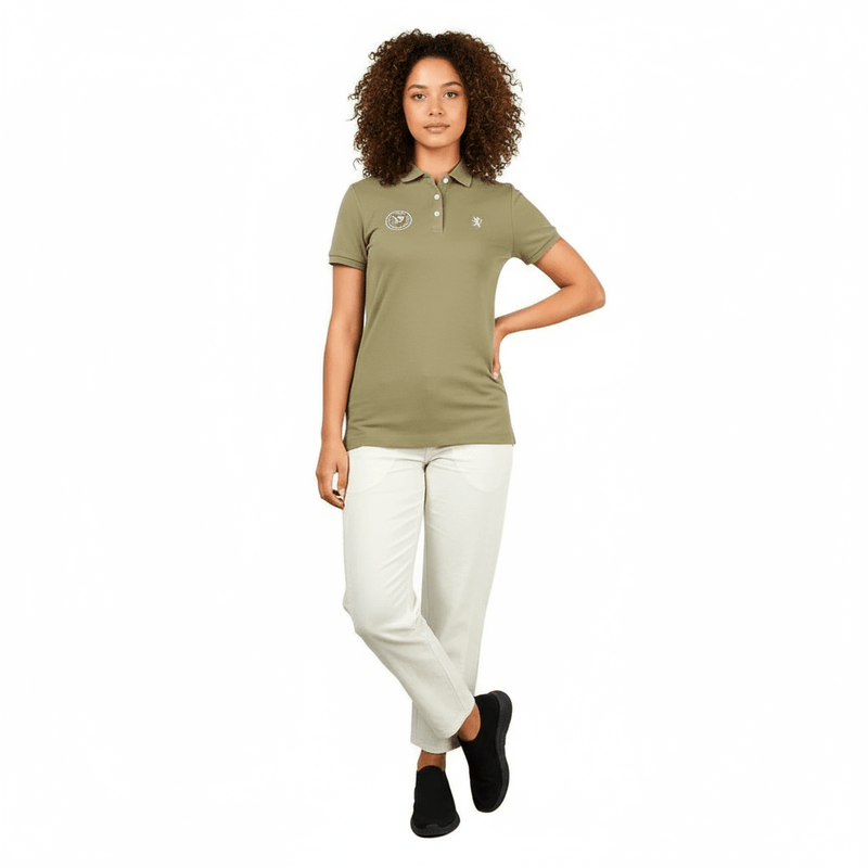 Women's Bold Embroidery Cotton Pique Polo - Slim Fit, Short Sleeve S - Shop Giordano