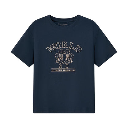 Women's Boyfriend Fit Cotton Jersey Crew Neck Wws Print Tee - Giordano