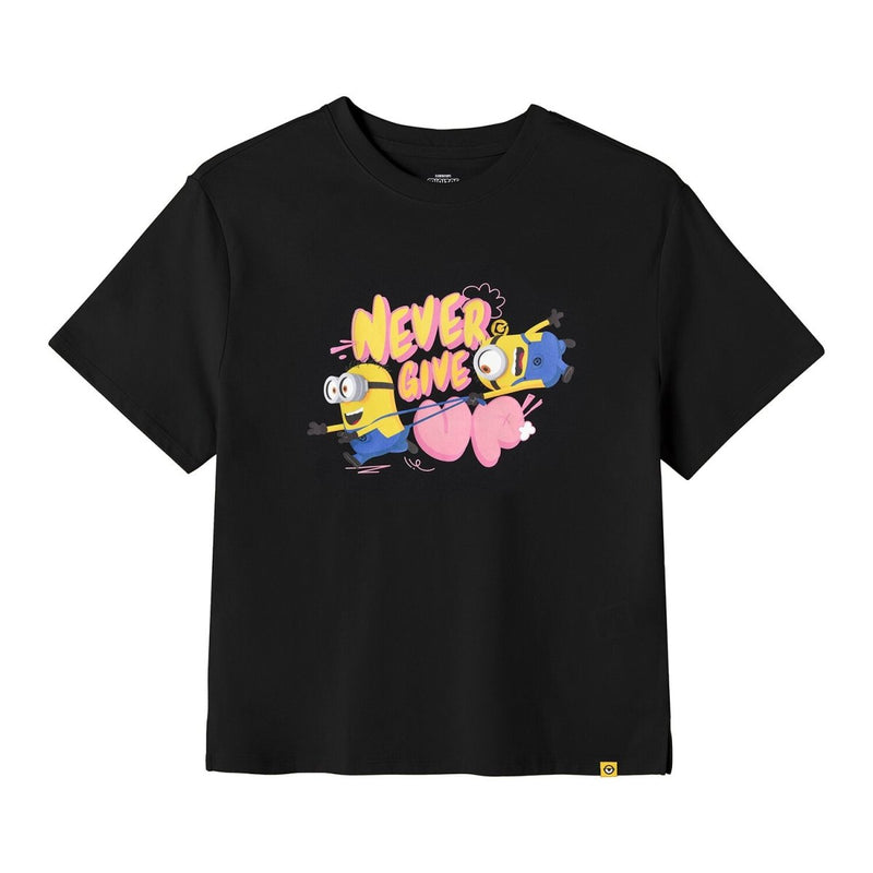 Giordano Women's Boyfriend Fit Cotton-Polyester Crew Neck Print Tee | Minion Collection - Premium Print Tee