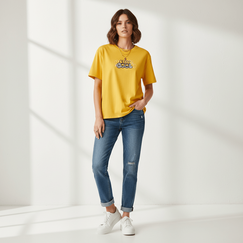 Women's Boyfriend Fit Cotton - Polyester Crew Neck Print Tee | Minion Collection S - Shop Giordano