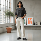 Women's Boyfriend Fit Cotton Tee - Washed Giordano Print S - Shop Giordano