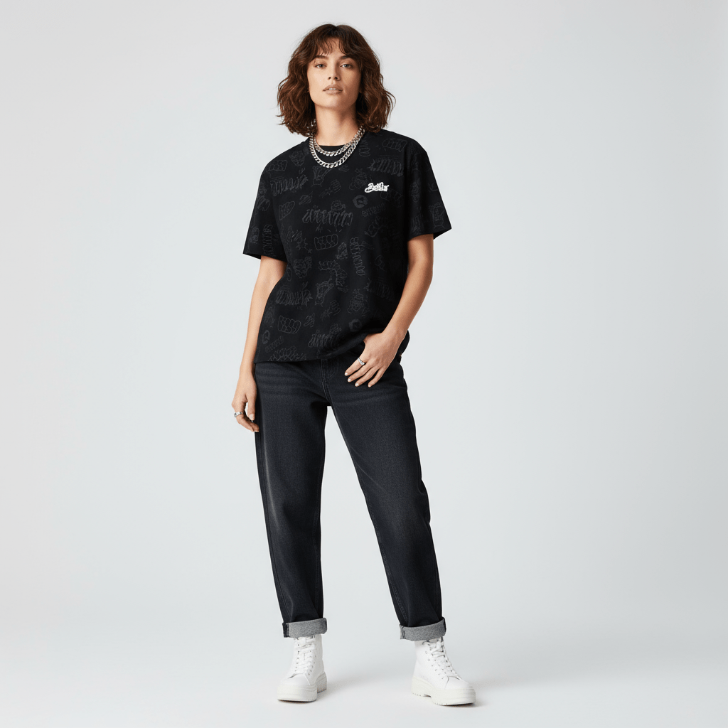 Women's Boyfriend Fit Crew Neck All - Over Print Tee | Minion Collection S - Shop Giordano