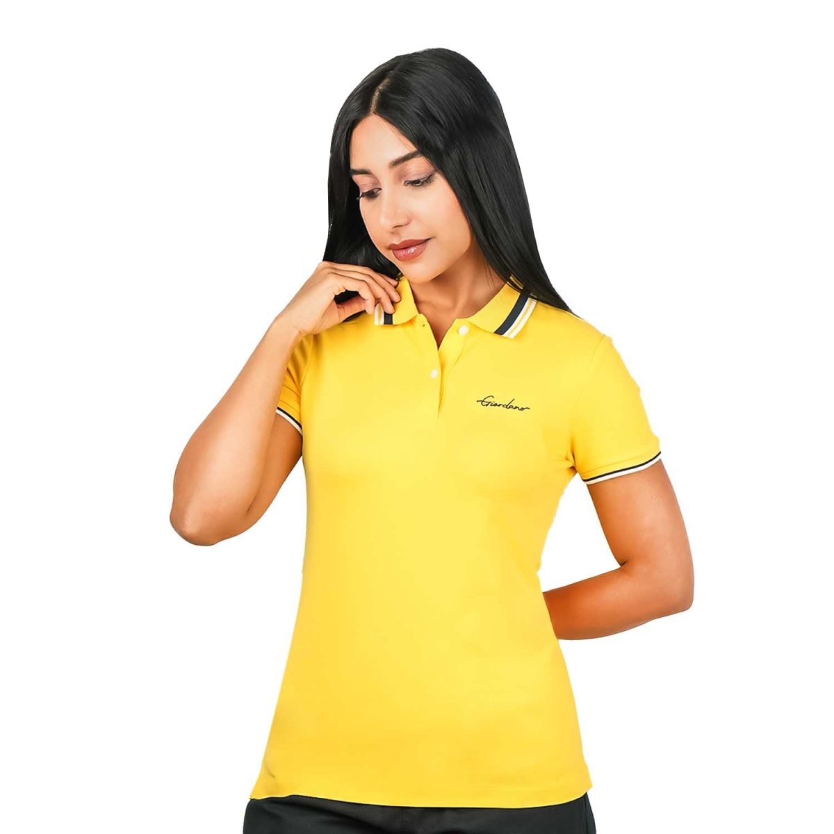 Women's Classic Cotton Pique Polo - Slim Fit, Embroidered Detail - Giordano