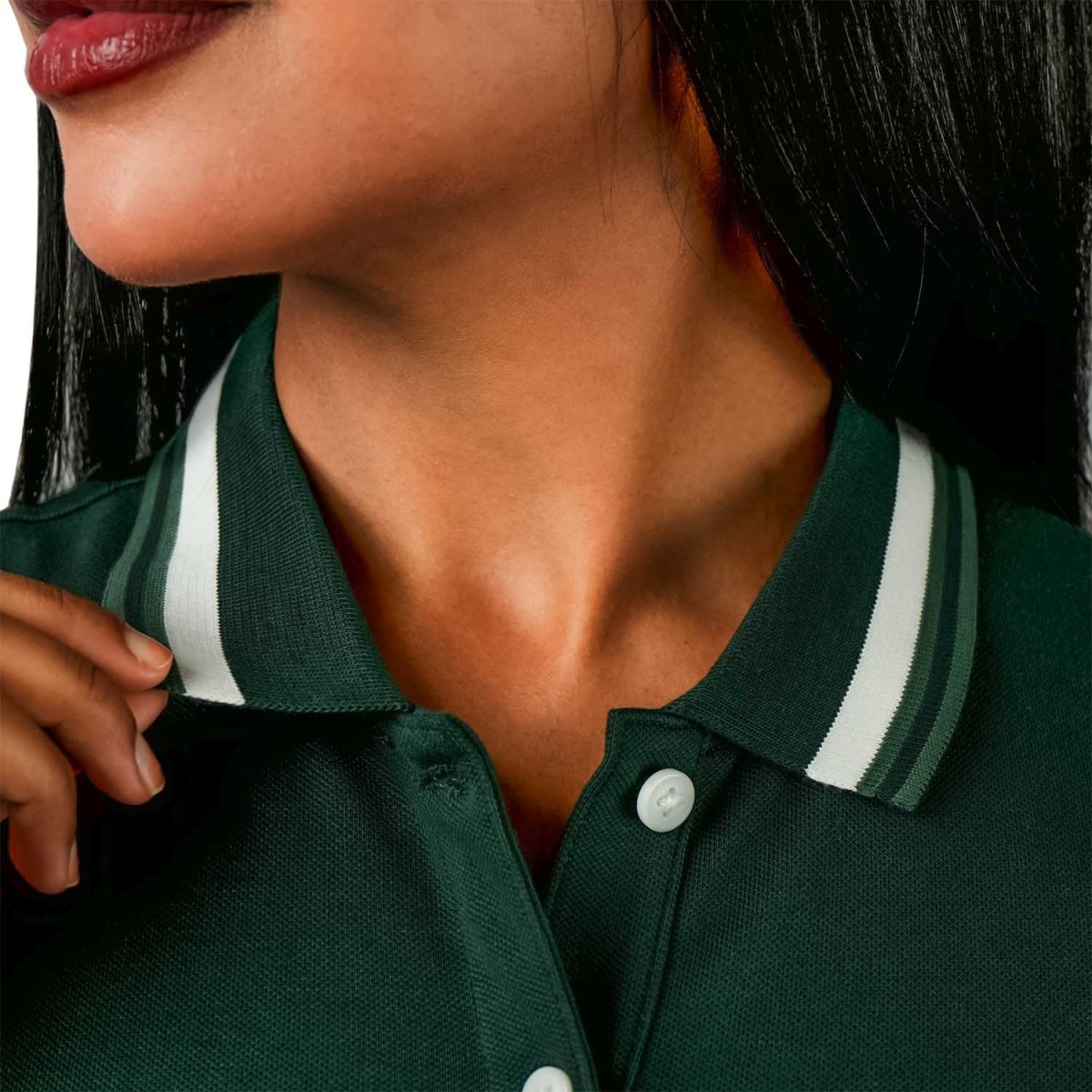 Women's Classic Cotton Pique Polo - Slim Fit, Embroidered Detail - Giordano