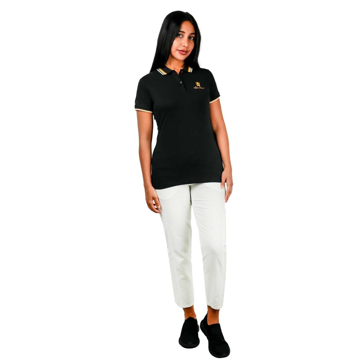 Women's Classic Cotton Pique Polo - Slim Fit, Embroidered Detail - Giordano