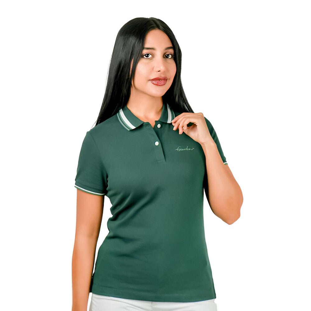 Women's Classic Cotton Pique Polo - Slim Fit, Embroidered Detail - Giordano