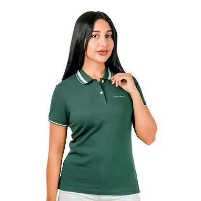 Women's Classic Cotton Pique Polo - Slim Fit, Embroidered Detail - Giordano