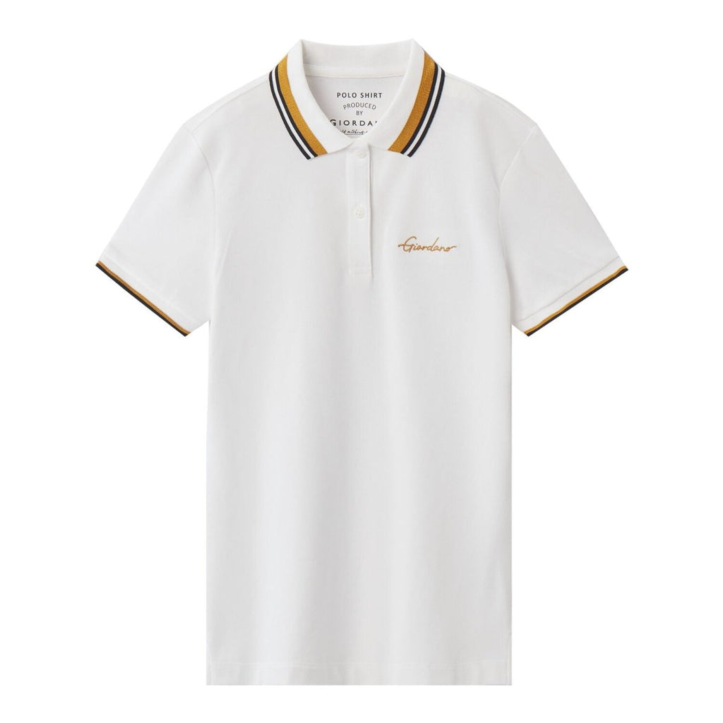Women's Classic Cotton Pique Polo - Slim Fit, Embroidered Detail S - Shop Giordano