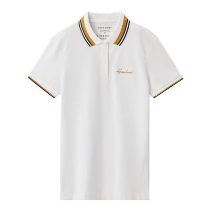 Women's Classic Cotton Pique Polo - Slim Fit, Embroidered Detail - Giordano