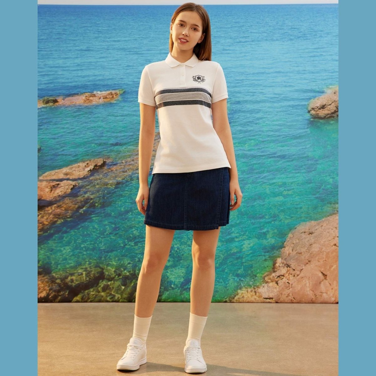 Women's Classic Cotton Polo With Thematic Embroidery - Giordano