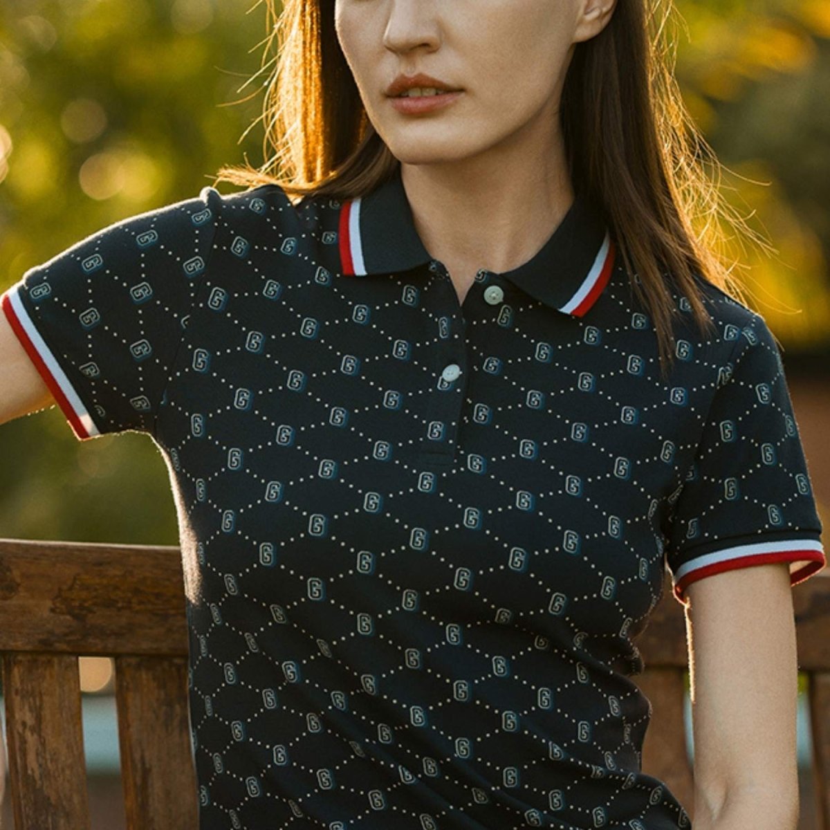 Women’S Classic Slim Fit Cotton - Lycra Piqué Polo Shirt | All - Over Print - Giordano