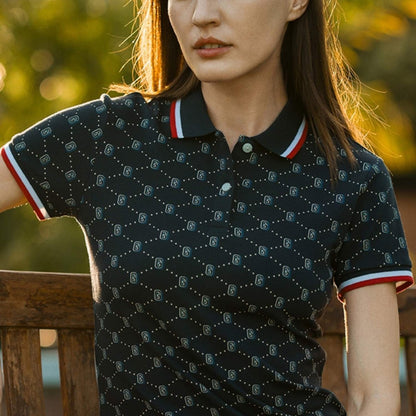 Women’S Classic Slim Fit Cotton - Lycra Piqué Polo Shirt | All - Over Print - Giordano