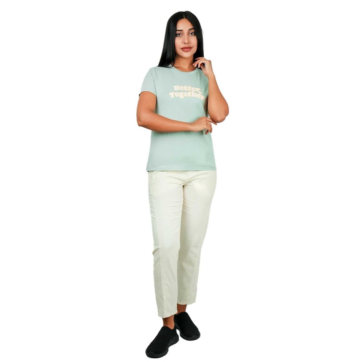 Giordano Women's Comfort Print Cotton Jersey Short Sleeve Tee - Premium Print Tee