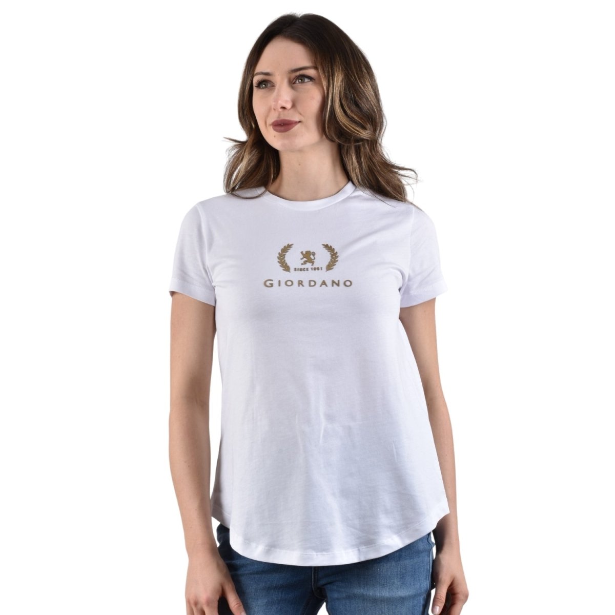 Women's Cotton Jersey Crew Neck Logo Print Tee - Giordano