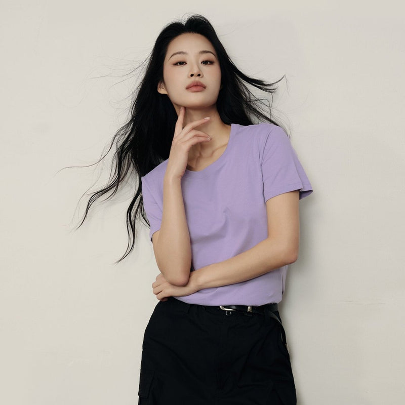 Giordano Women's Cotton Jersey Loose Fit Crew Neck Tee | Korea Collection - Premium Tee
