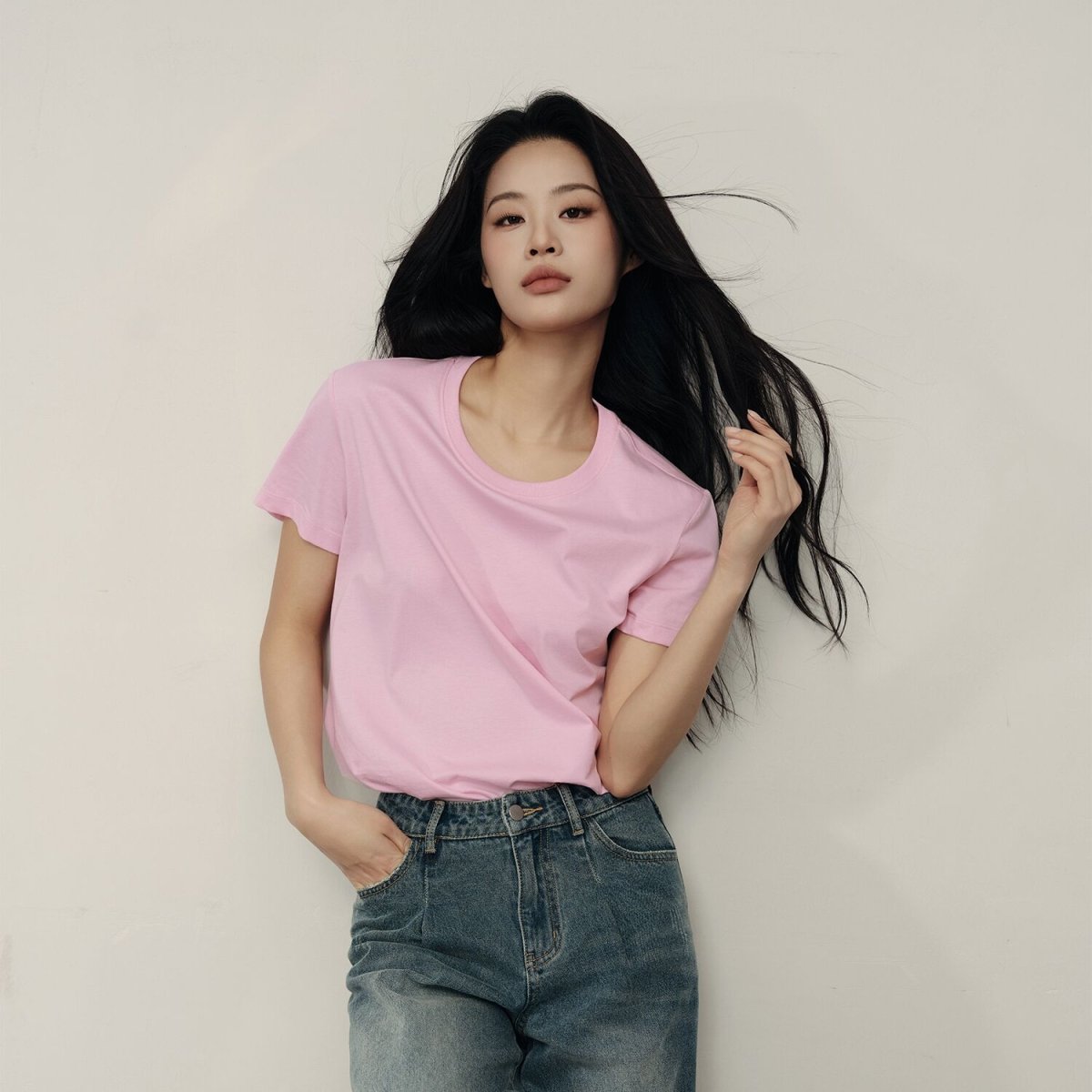 Women's Cotton Jersey Loose Fit Crew Neck Tee | Korea Collection - Giordano