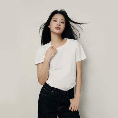 Women's Cotton Jersey Loose Fit Crew Neck Tee | Korea Collection - Giordano