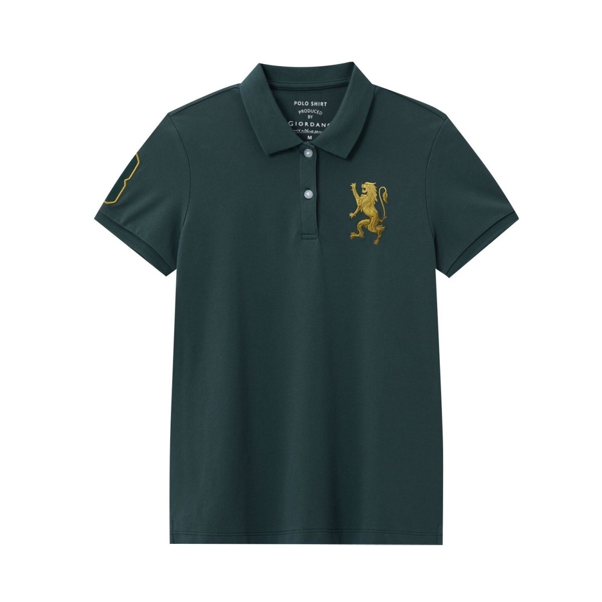 Women's Cotton Lycra 3D Lion Embroidery Polo - Giordano