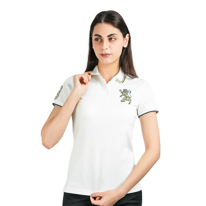 Women's Cotton Lycra 3D Lion Embroidery Polo - Giordano