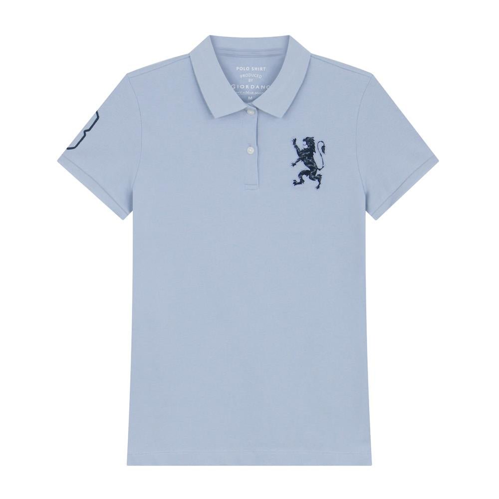 Women's Cotton Lycra 3D Lion Embroidery Polo - Giordano