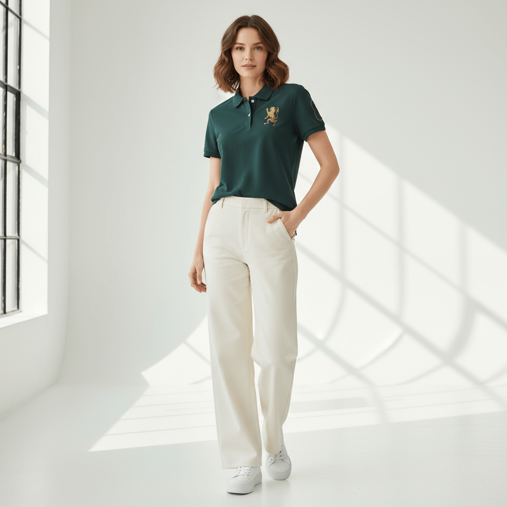 Women's Cotton Lycra 3D Lion Embroidery Polo S - Shop Giordano