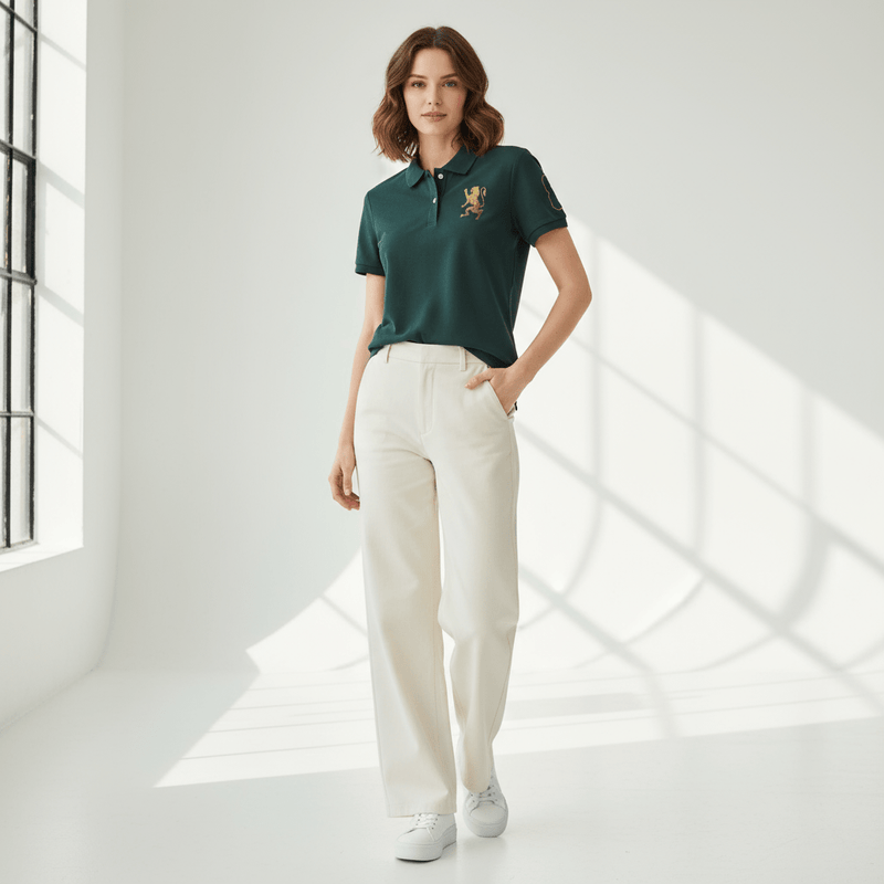 Women's Cotton Lycra 3D Lion Embroidery Polo S - Shop Giordano