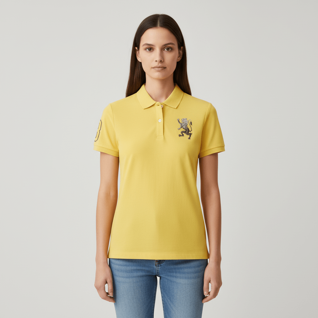 Women's Cotton Lycra 3D Lion Embroidery Polo S - Shop Giordano