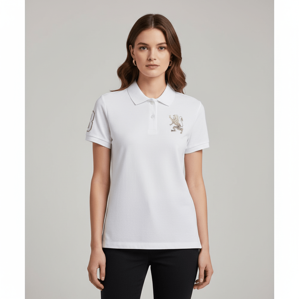 Women's Cotton Lycra 3D Lion Embroidery Polo S - Shop Giordano