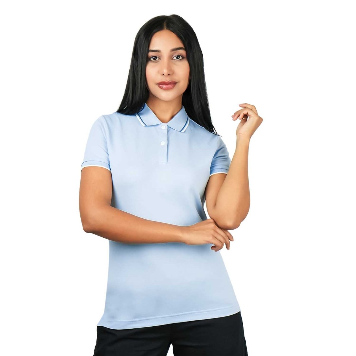 Women's Cotton Lycra Slim Fit Solid Polo - Giordano