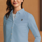 Women's Cotton Oxford Slim Fit Shirt With Lion Embroidery S - Shop Giordano