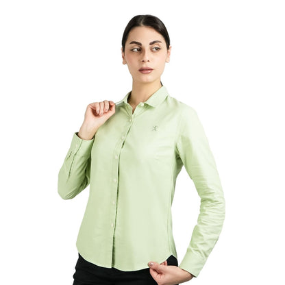 Women's Cotton Oxford Slim Fit Shirt With Lion Embroidery - Giordano