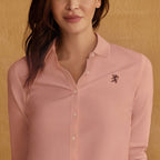 Women's Cotton Oxford Slim Fit Shirt With Lion Embroidery S - Shop Giordano